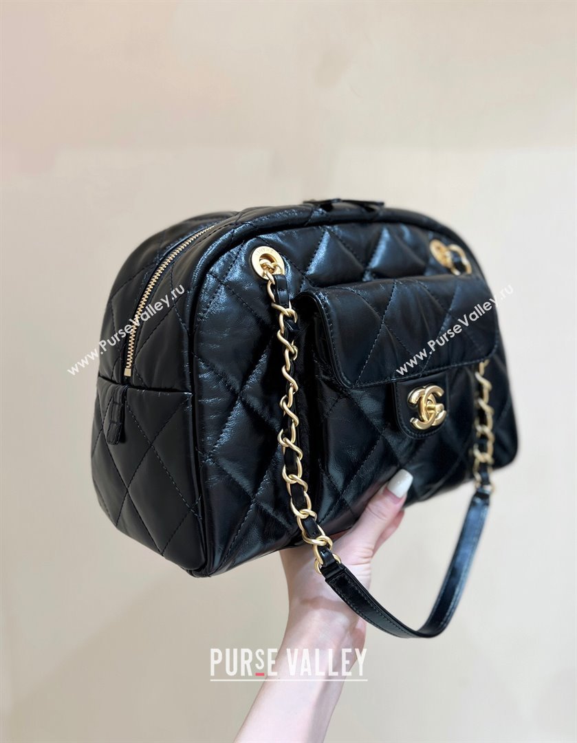 Chanel Small Bowling Bag in Shiny Calfskin AS4905 Black 2024 Top Quality (SHUNY-24121802)