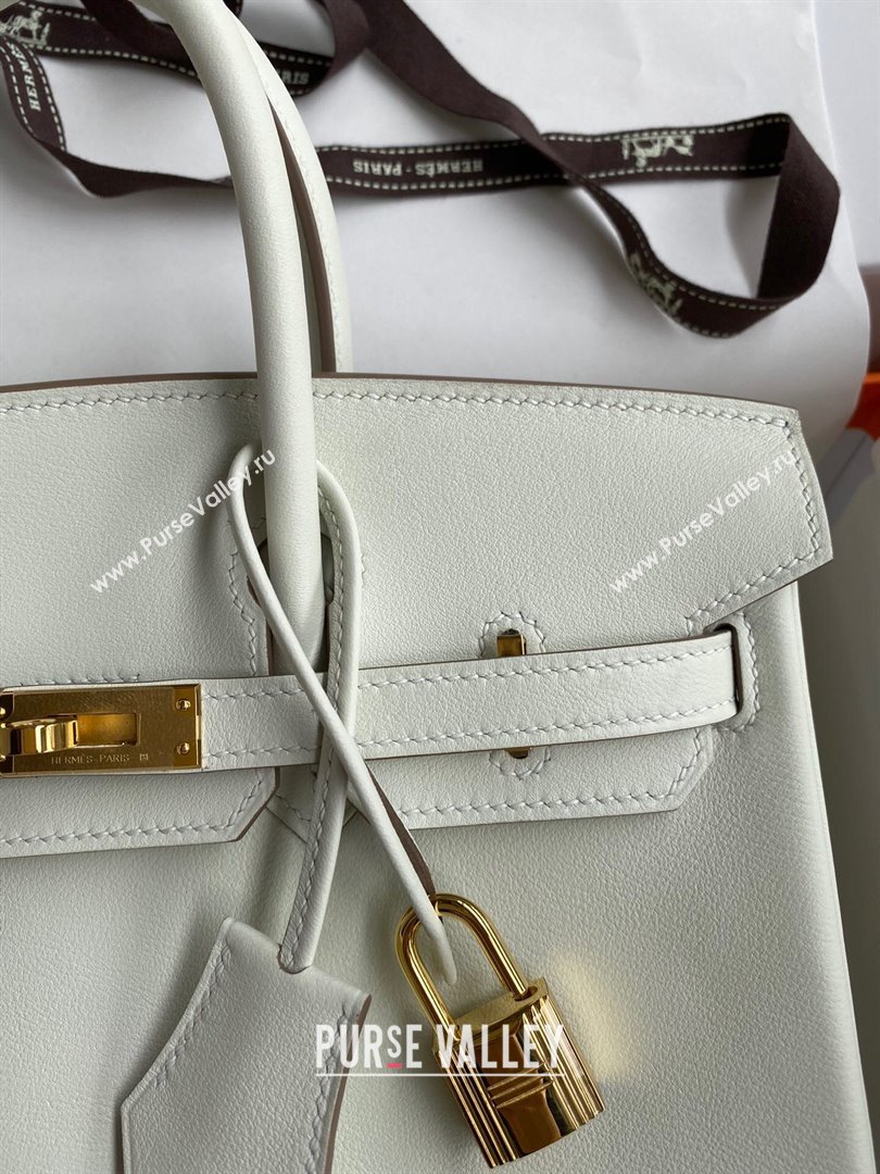 Hermes Birkin 25cm/30cm/35cm Bag in Original Swift Leather Glacier White/Gold 2024 (Full Handmade) (XYA-24032601)