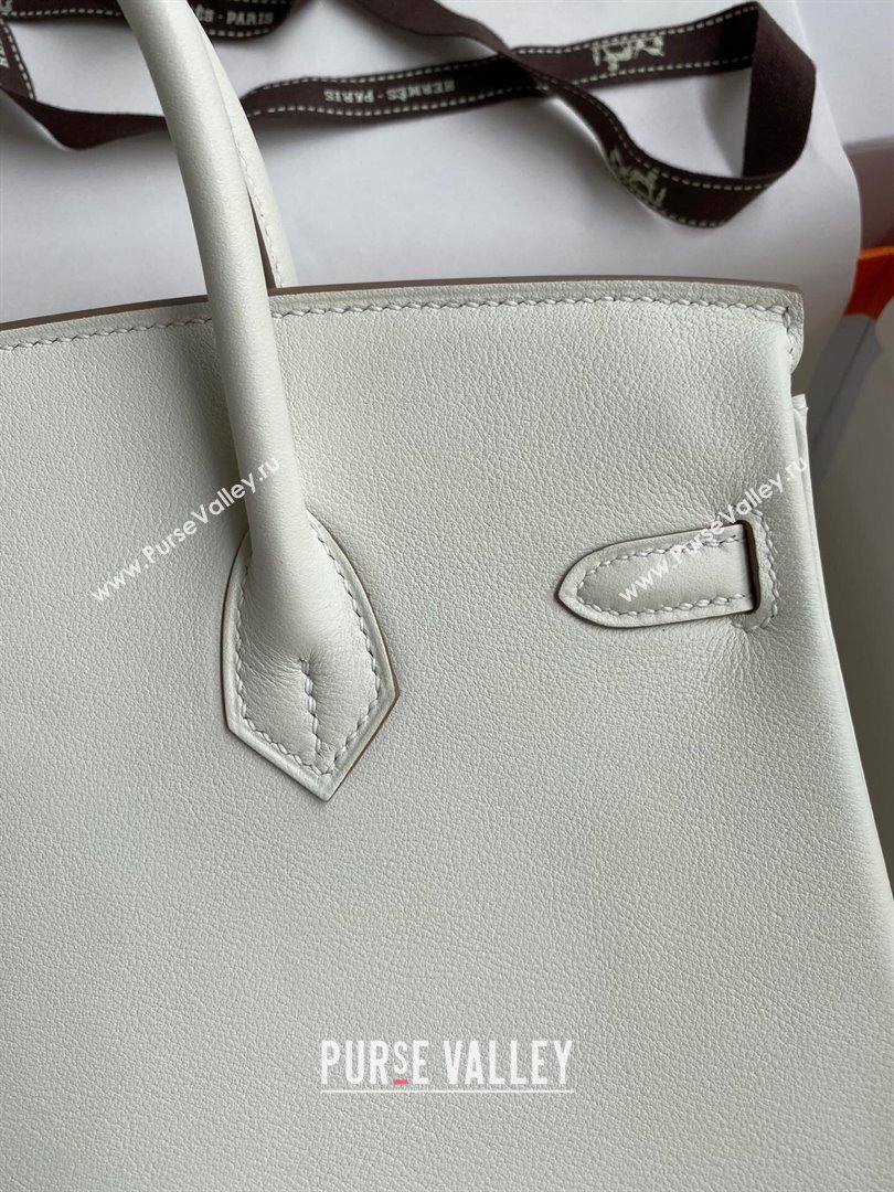 Hermes Birkin 25cm/30cm/35cm Bag in Original Swift Leather Glacier White/Gold 2024 (Full Handmade) (XYA-24032601)