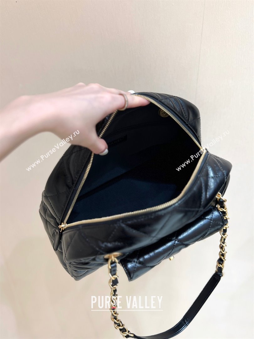 Chanel Small Bowling Bag in Shiny Calfskin AS4905 Black 2024 Top Quality (SHUNY-24121802)