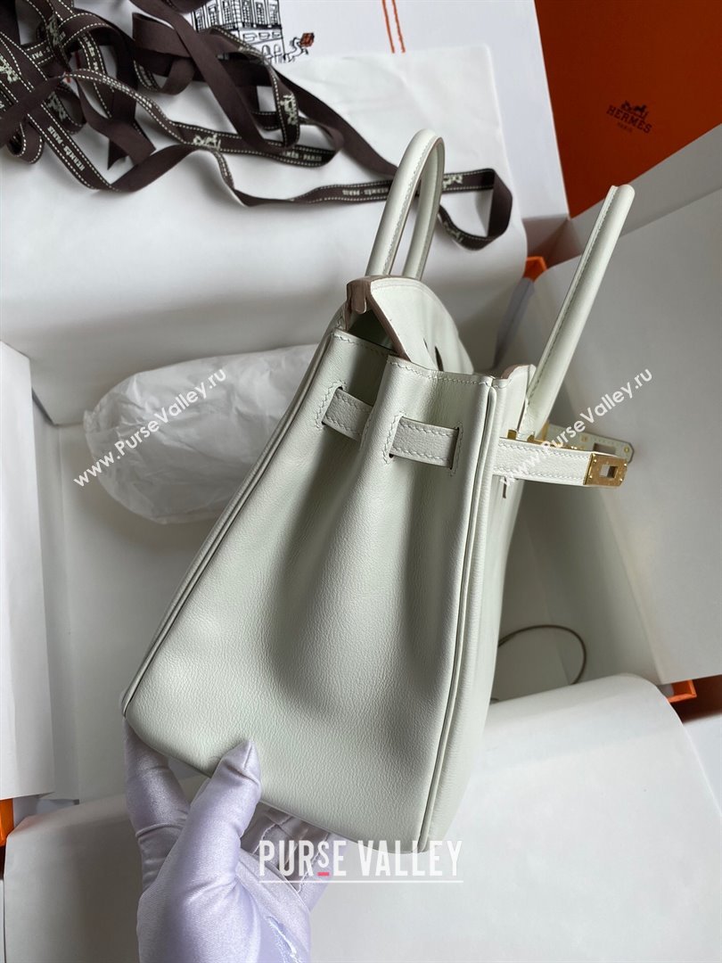 Hermes Birkin 25cm/30cm/35cm Bag in Original Swift Leather Glacier White/Gold 2024 (Full Handmade) (XYA-24032601)