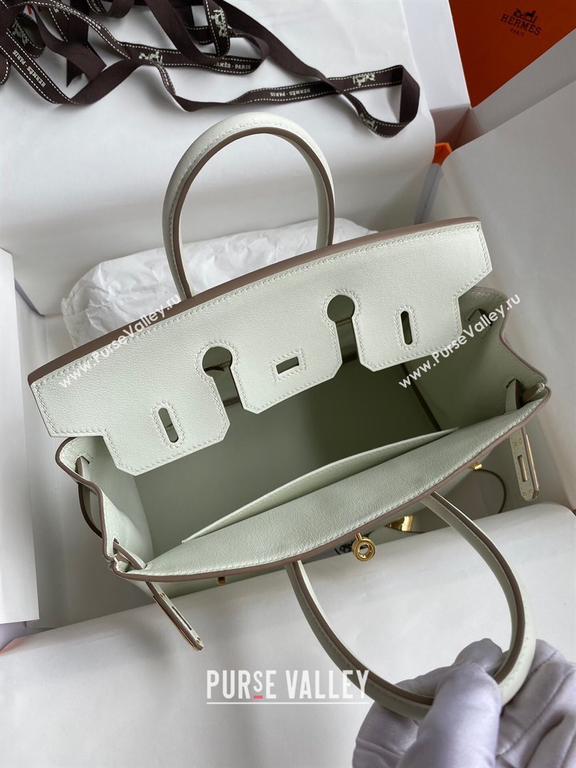 Hermes Birkin 25cm/30cm/35cm Bag in Original Swift Leather Glacier White/Gold 2024 (Full Handmade) (XYA-24032601)