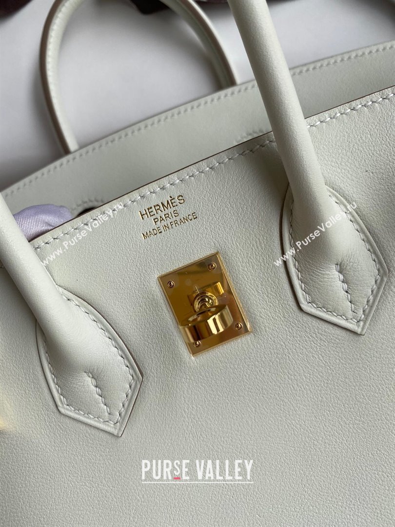 Hermes Birkin 25cm/30cm/35cm Bag in Original Swift Leather Glacier White/Gold 2024 (Full Handmade) (XYA-24032601)