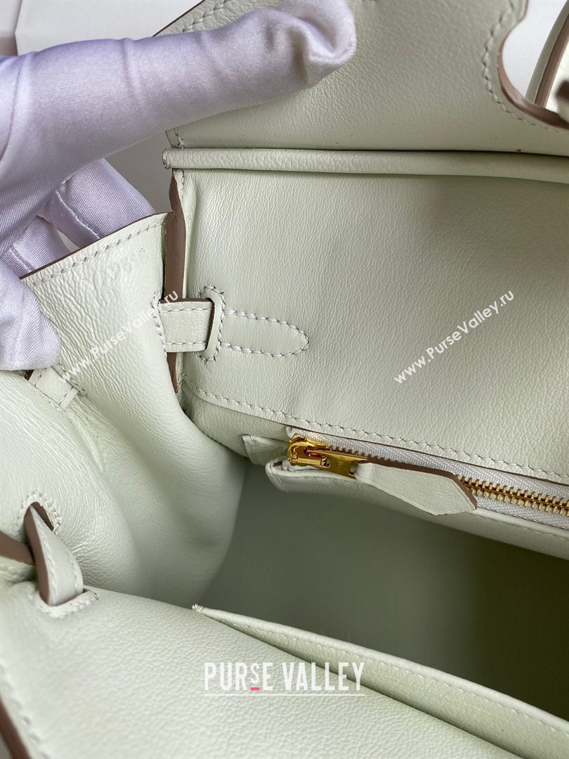 Hermes Birkin 25cm/30cm/35cm Bag in Original Swift Leather Glacier White/Gold 2024 (Full Handmade) (XYA-24032601)