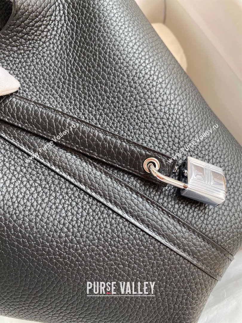 Hermes Picotin Lock Bag 18cm/22cm in Taurillon Clemence Leather Black/Silver 2023 (Handmade) (M-23110738)