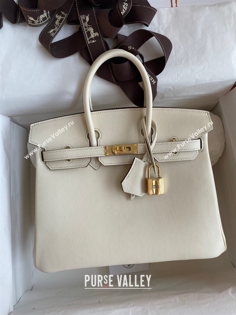 Hermes Birkin 25cm/30cm/35cm Bag in Original Swift Leather Cream White/Gold 2024 (Full Handmade) (XYA-24032602)