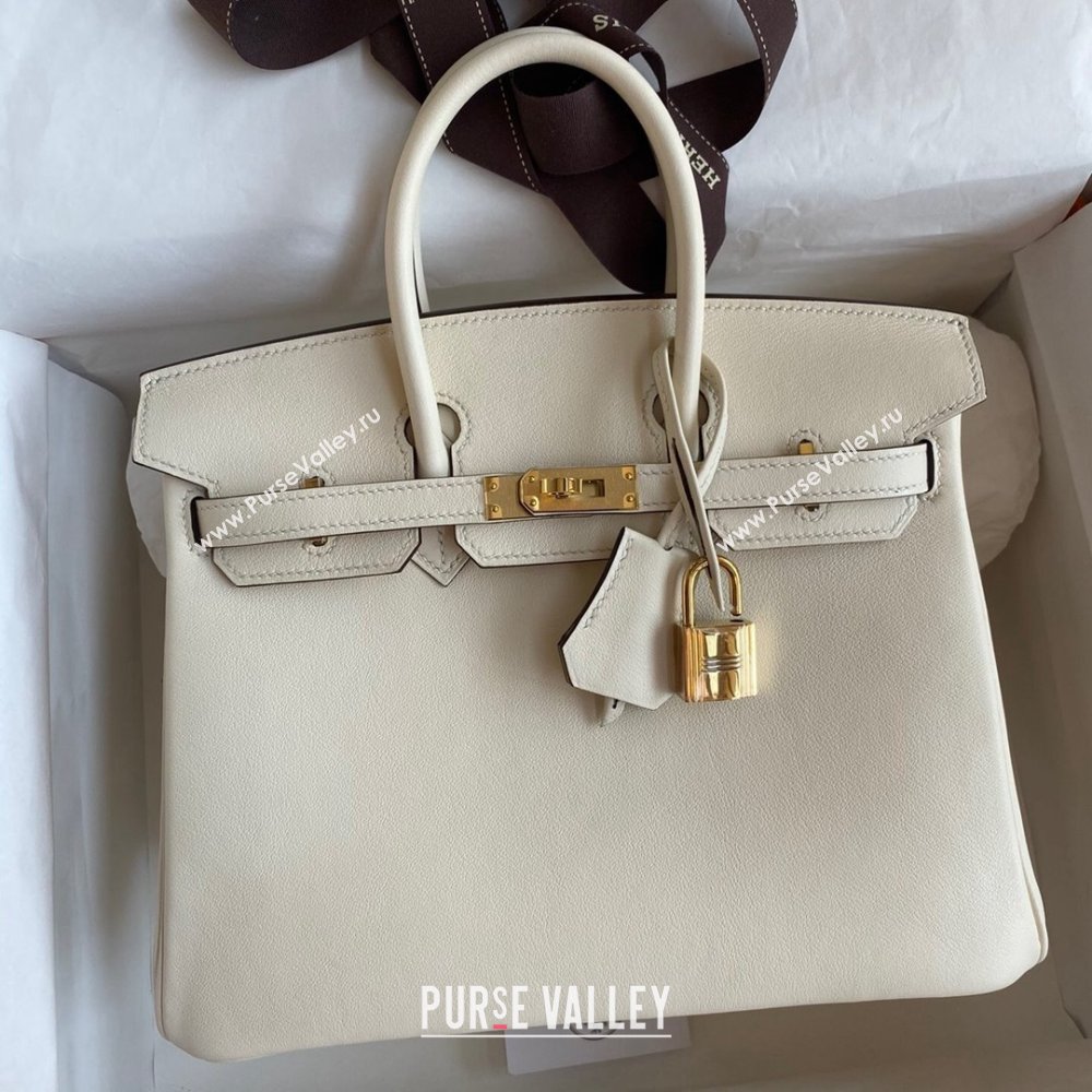 Hermes Birkin 25cm/30cm/35cm Bag in Original Swift Leather Cream White/Gold 2024 (Full Handmade) (XYA-24032602)