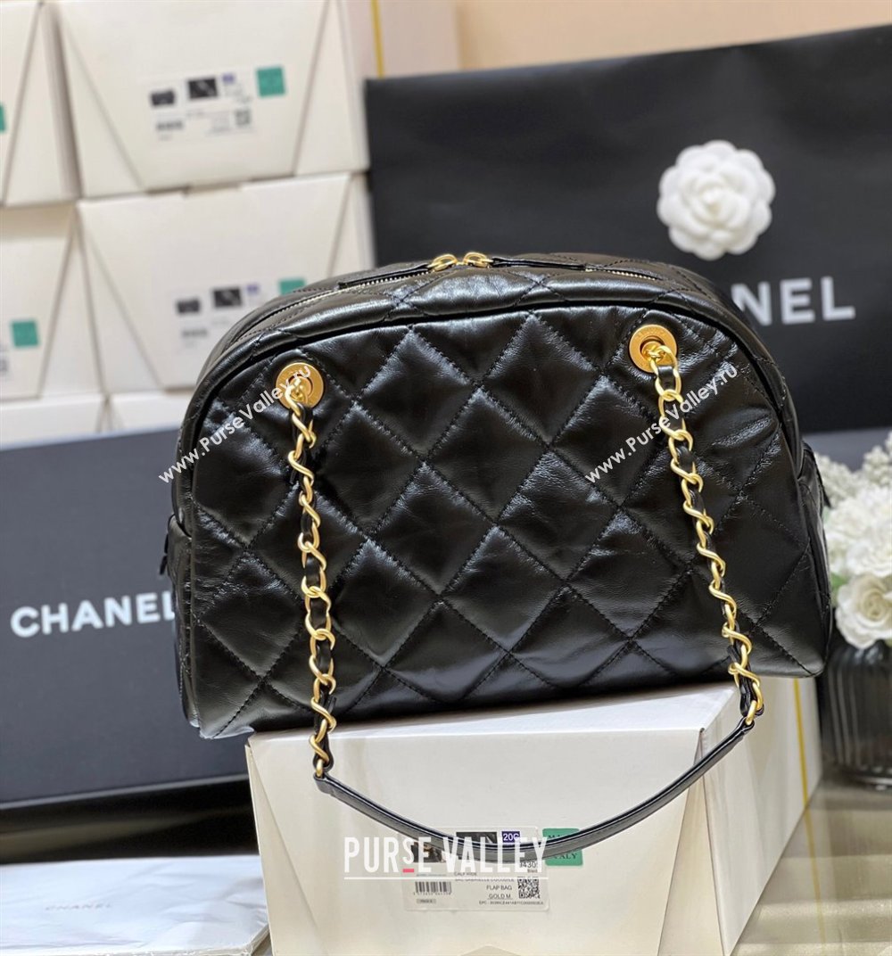 Chanel Small Bowling Bag in Shiny Calfskin AS4905 Black 2024 Top Quality (SHUNY-24121802)