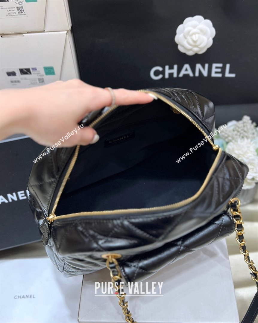 Chanel Small Bowling Bag in Shiny Calfskin AS4905 Black 2024 Top Quality (SHUNY-24121802)