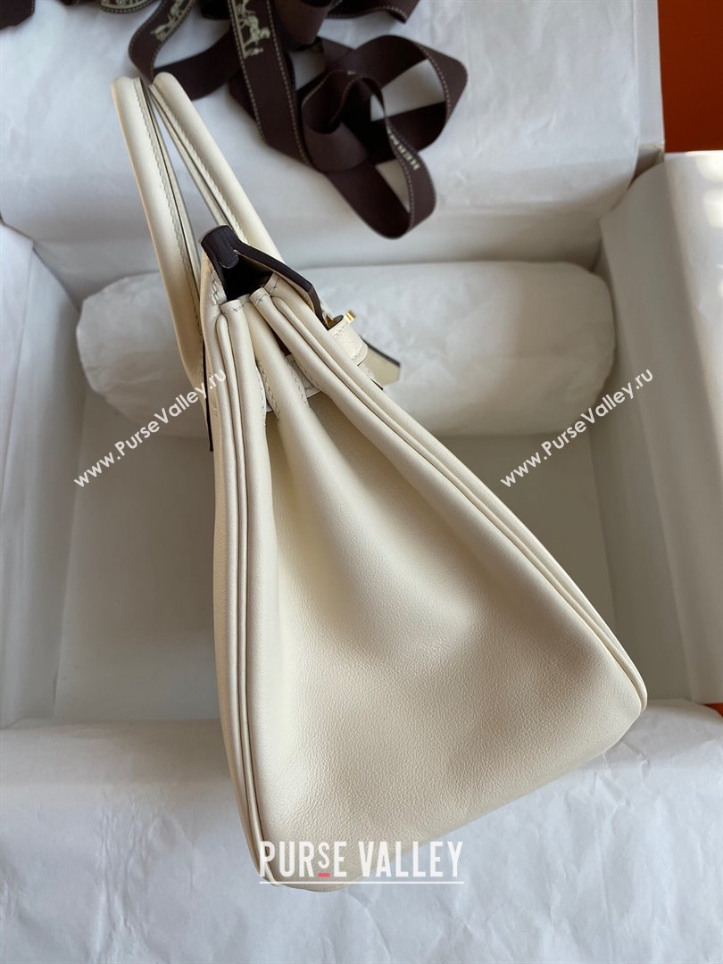 Hermes Birkin 25cm/30cm/35cm Bag in Original Swift Leather Cream White/Gold 2024 (Full Handmade) (XYA-24032602)