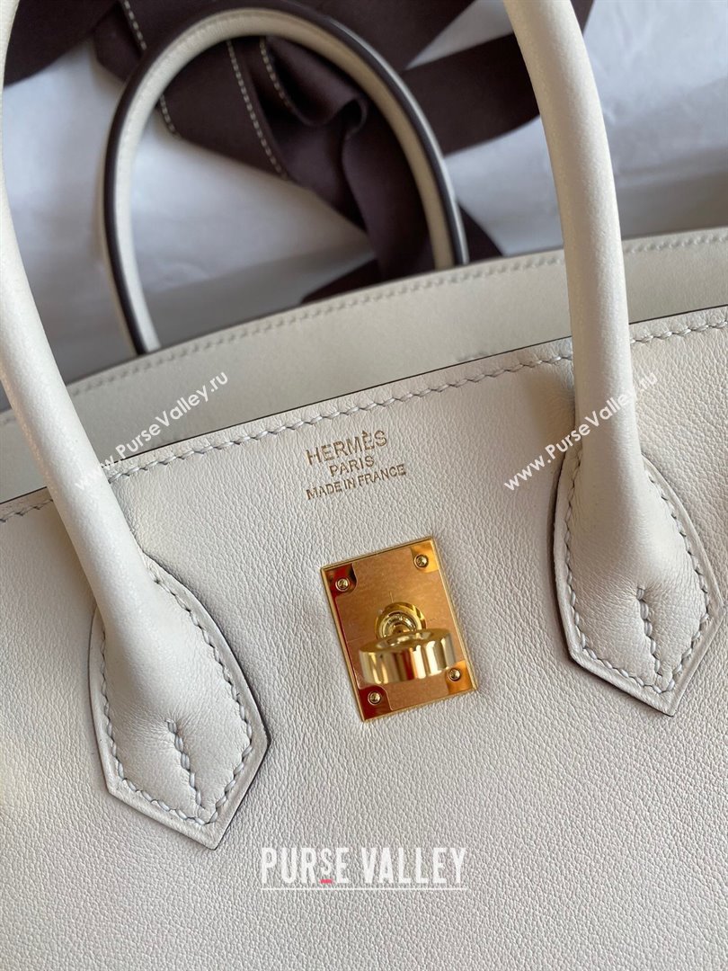 Hermes Birkin 25cm/30cm/35cm Bag in Original Swift Leather Cream White/Gold 2024 (Full Handmade) (XYA-24032602)