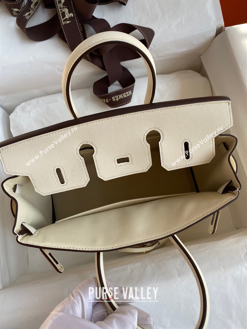 Hermes Birkin 25cm/30cm/35cm Bag in Original Swift Leather Cream White/Gold 2024 (Full Handmade) (XYA-24032602)