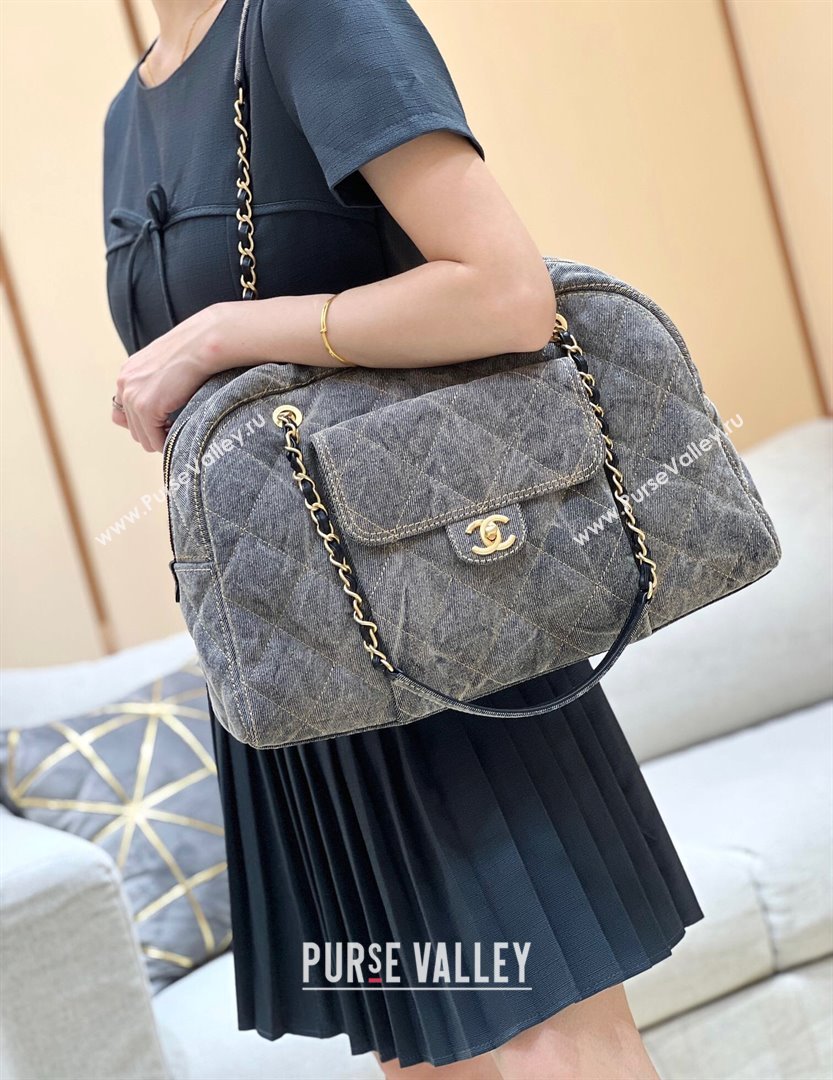 Chanel Bowling Bag in Grey Washed Denim AS4812 2024 Top Quality (SHUNY-24121803)