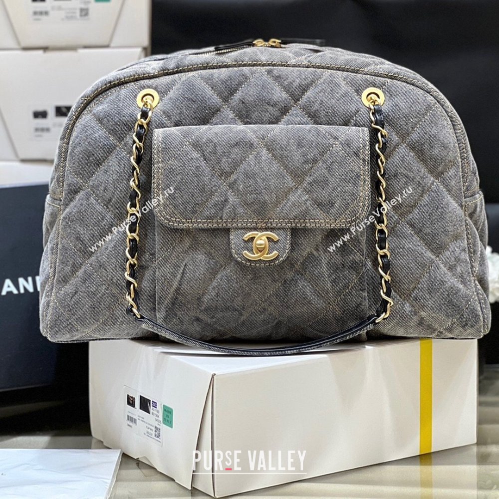 Chanel Bowling Bag in Grey Washed Denim AS4812 2024 Top Quality (SHUNY-24121803)