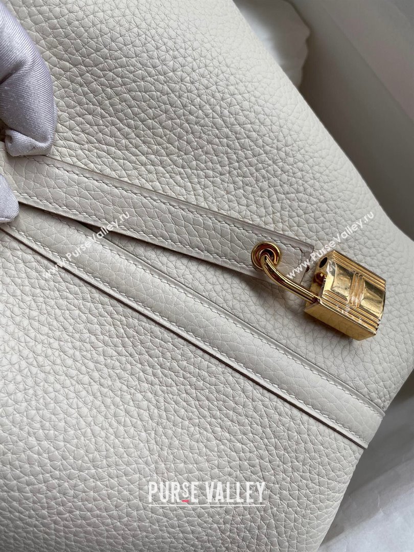 Hermes Picotin Lock Bag 18cm/22cm in Taurillon Clemence Leather Milk Shake White/Gold 2023 (Handmade) (M-23110713)