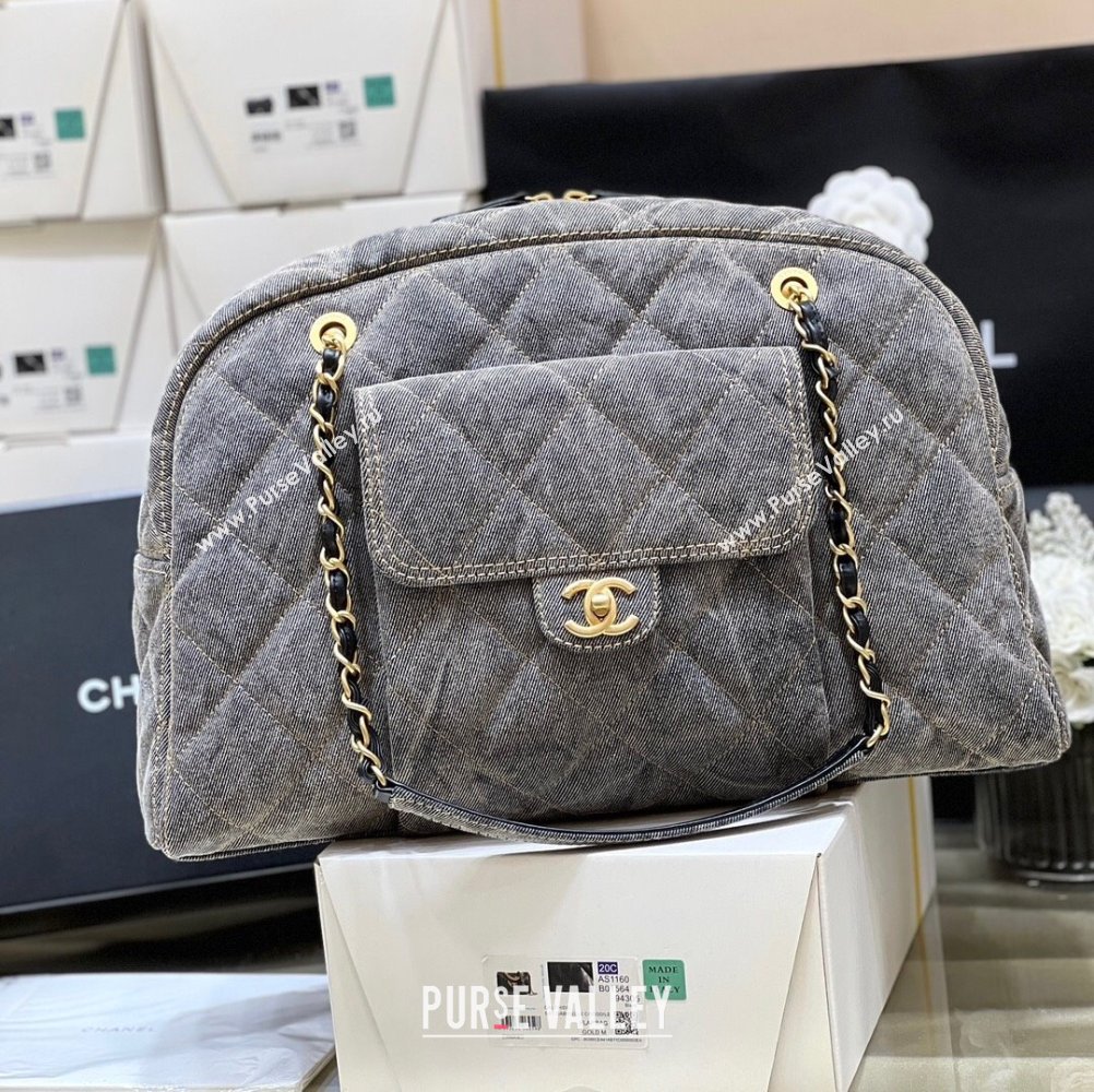 Chanel Bowling Bag in Grey Washed Denim AS4812 2024 Top Quality (SHUNY-24121803)