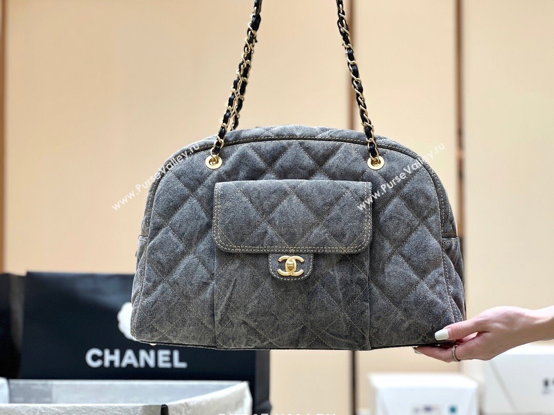 Chanel Bowling Bag in Grey Washed Denim AS4812 2024 Top Quality (SHUNY-24121803)