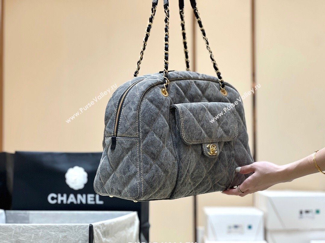 Chanel Bowling Bag in Grey Washed Denim AS4812 2024 Top Quality (SHUNY-24121803)