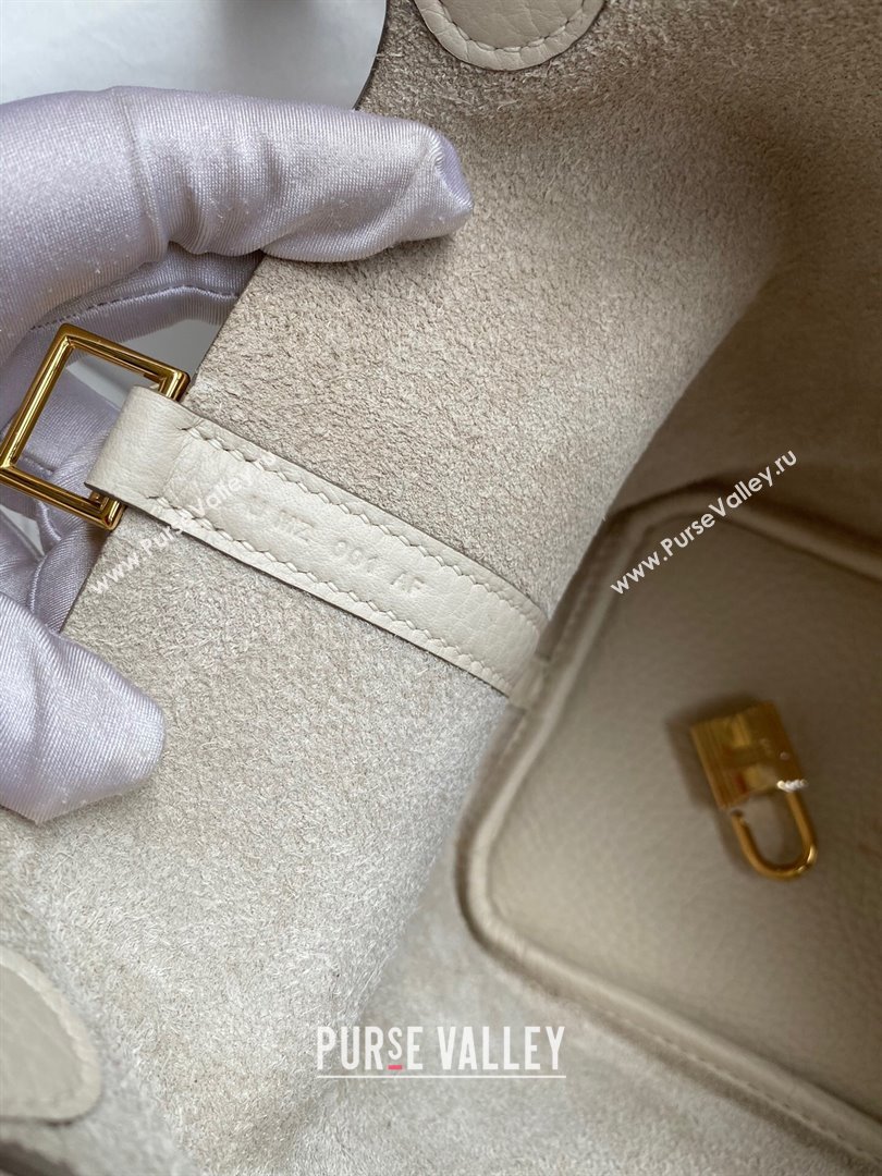 Hermes Picotin Lock Bag 18cm/22cm in Taurillon Clemence Leather Milk Shake White/Gold 2023 (Handmade) (M-23110713)