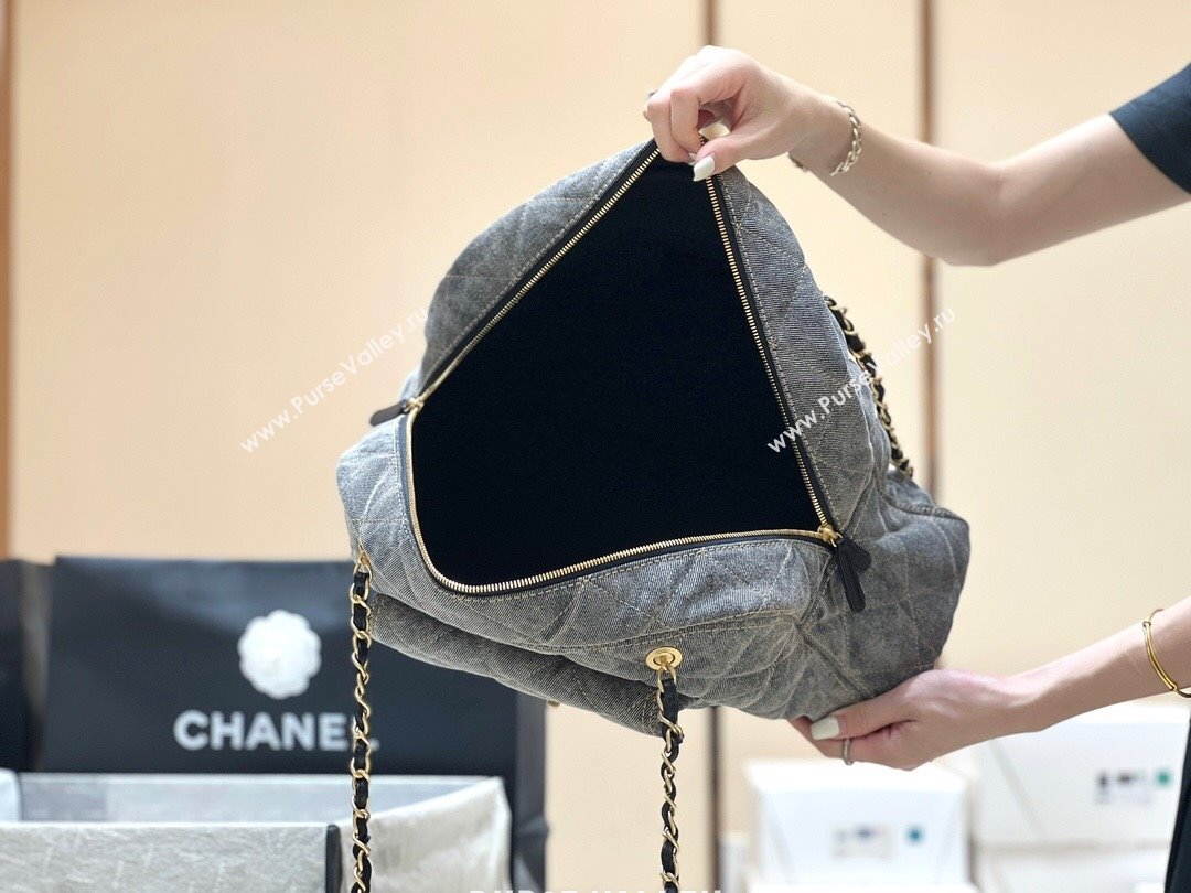 Chanel Bowling Bag in Grey Washed Denim AS4812 2024 Top Quality (SHUNY-24121803)