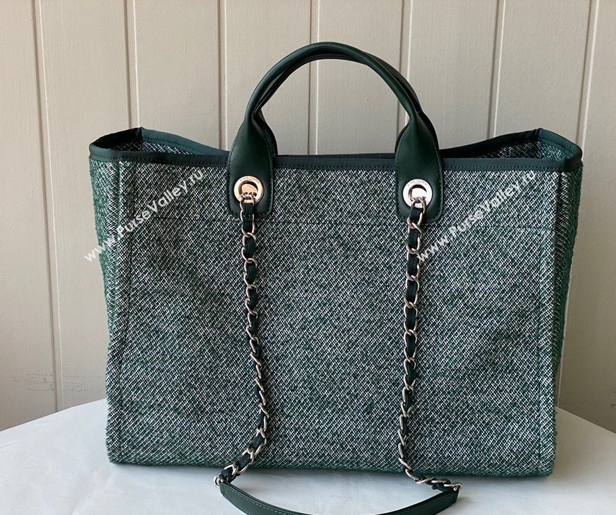 Chanel Deauville Mixed Fibers Large Shopping Bag A66941 Green 2021 TOP (SM-21101151)