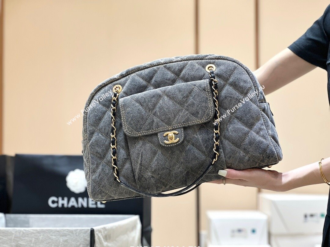 Chanel Bowling Bag in Grey Washed Denim AS4812 2024 Top Quality (SHUNY-24121803)