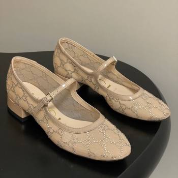 Gucci Allover GG Strass Mesh Mary Janes Pumps 2.5cm Nude2 2025 836809 (MD-250828002)