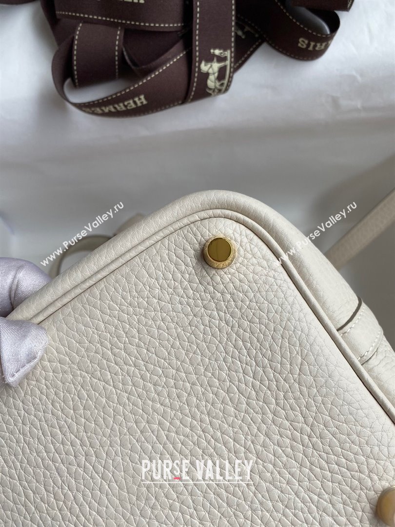 Hermes Picotin Lock Bag 18cm/22cm in Taurillon Clemence Leather Milk Shake White/Gold 2023 (Handmade) (M-23110713)