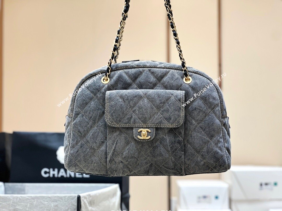 Chanel Bowling Bag in Grey Washed Denim AS4812 2024 Top Quality (SHUNY-24121803)