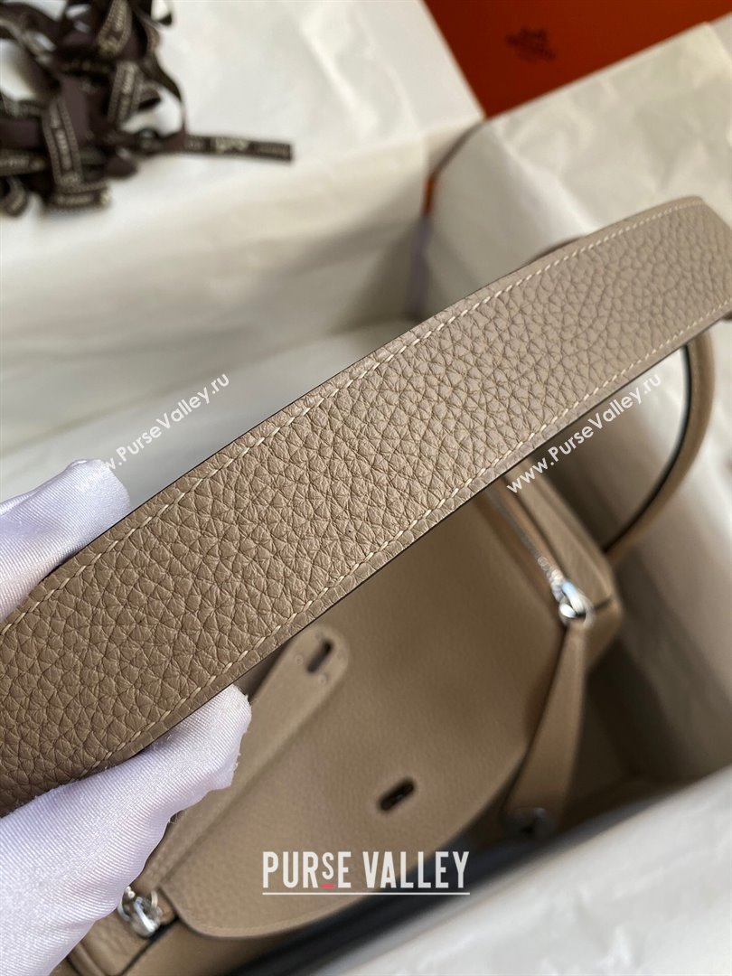 Hermes Lindy 26/30 Bag in Original Taurillon Clemence Leather Turtledove Grey/Silver 2024(Full Handmade) (XYA-24051533)