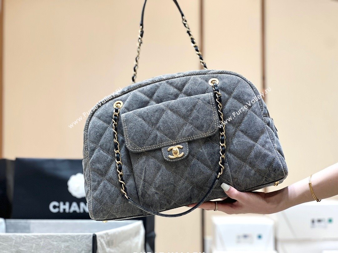 Chanel Bowling Bag in Grey Washed Denim AS4812 2024 Top Quality (SHUNY-24121803)