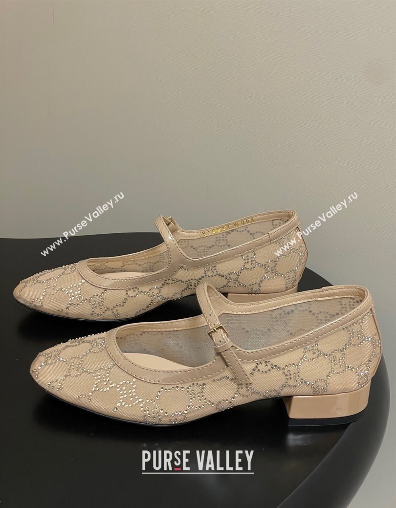 Gucci Allover GG Strass Mesh Mary Janes Pumps 2.5cm Nude2 2025 836809 (MD-250828002)