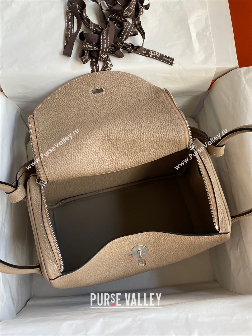 Hermes Lindy 26/30 Bag in Original Taurillon Clemence Leather Turtledove Grey/Silver 2024(Full Handmade) (XYA-24051533)