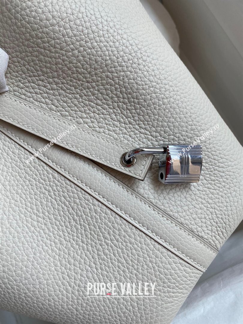 Hermes Picotin Lock Bag 18cm/22cm in Taurillon Clemence Leather Milk Shake White/Silver 2023 (Handmade) (M-23110714)