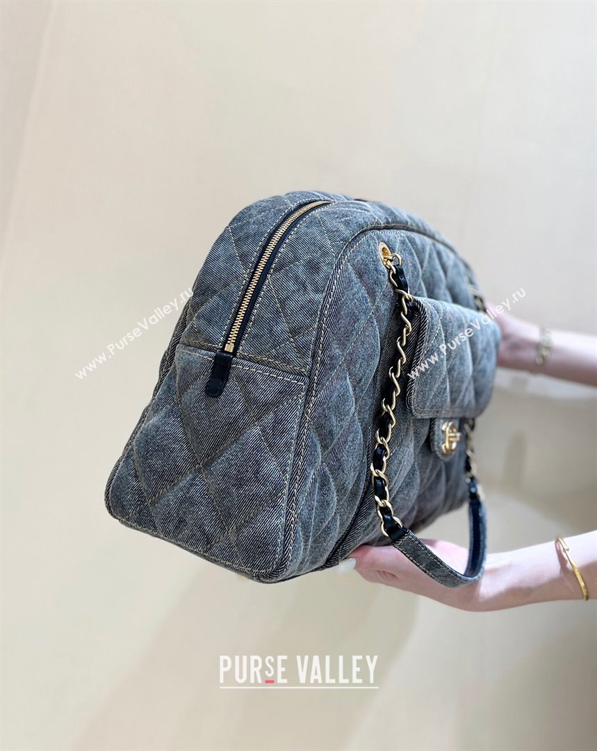 Chanel Bowling Bag in Grey Washed Denim AS4812 2024 Top Quality (SHUNY-24121803)