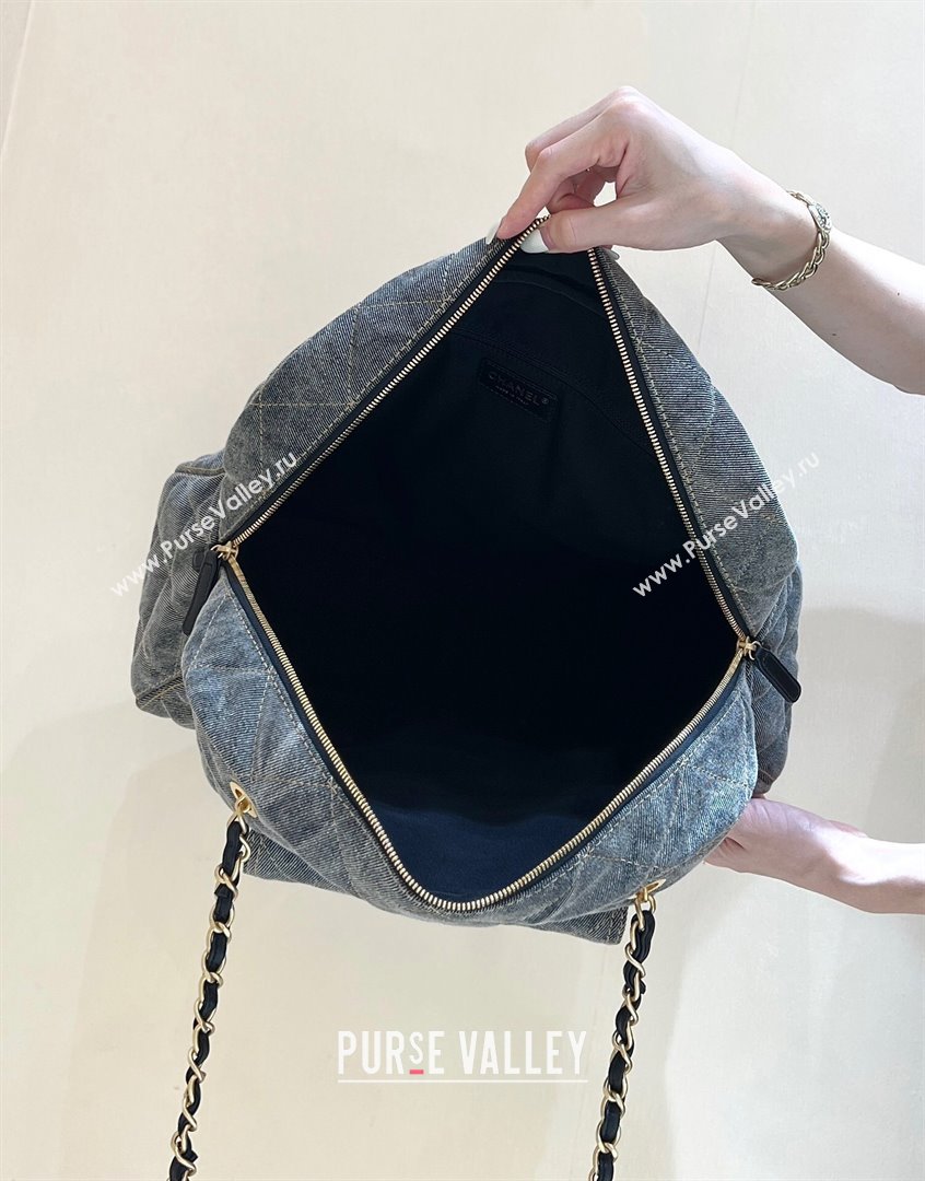 Chanel Bowling Bag in Grey Washed Denim AS4812 2024 Top Quality (SHUNY-24121803)