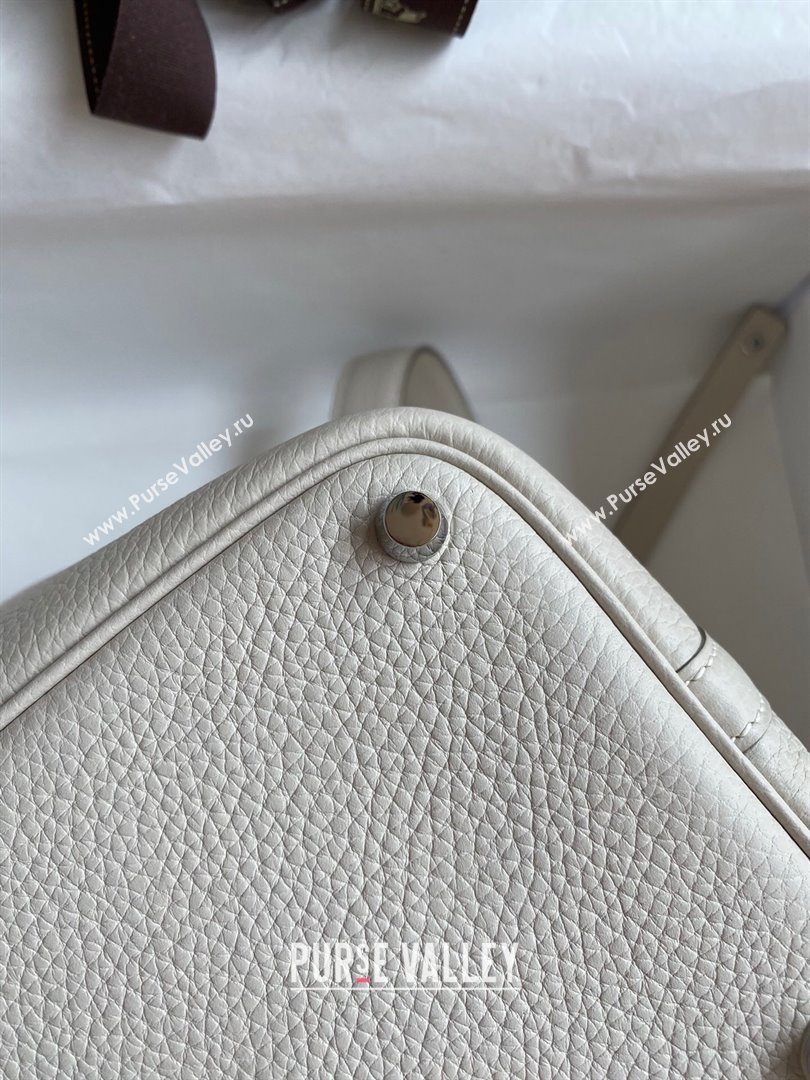 Hermes Picotin Lock Bag 18cm/22cm in Taurillon Clemence Leather Milk Shake White/Silver 2023 (Handmade) (M-23110714)