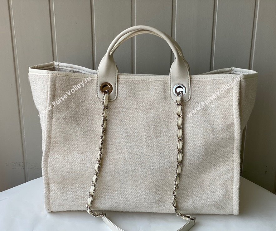 Chanel Deauville Mixed Fibers Large Shopping Bag  A66941 White 2021 14 TOP (SM-21101152)