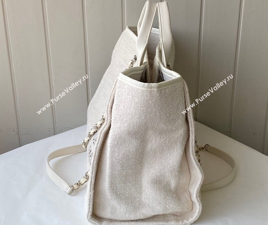 Chanel Deauville Mixed Fibers Large Shopping Bag  A66941 White 2021 14 TOP (SM-21101152)