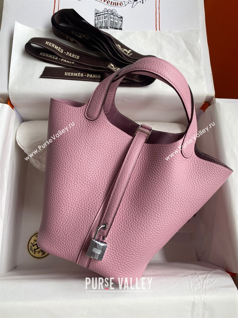 Hermes Picotin Lock Bag 18cm/22cm in Taurillon Clemence Leather Malva Violet/Silver 2023 (Handmade) (M-23110715)