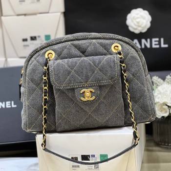 Chanel Small Bowling Bag in Grey Washed Denim AS4905 2024 Top Quality (SHUNY-24121804)