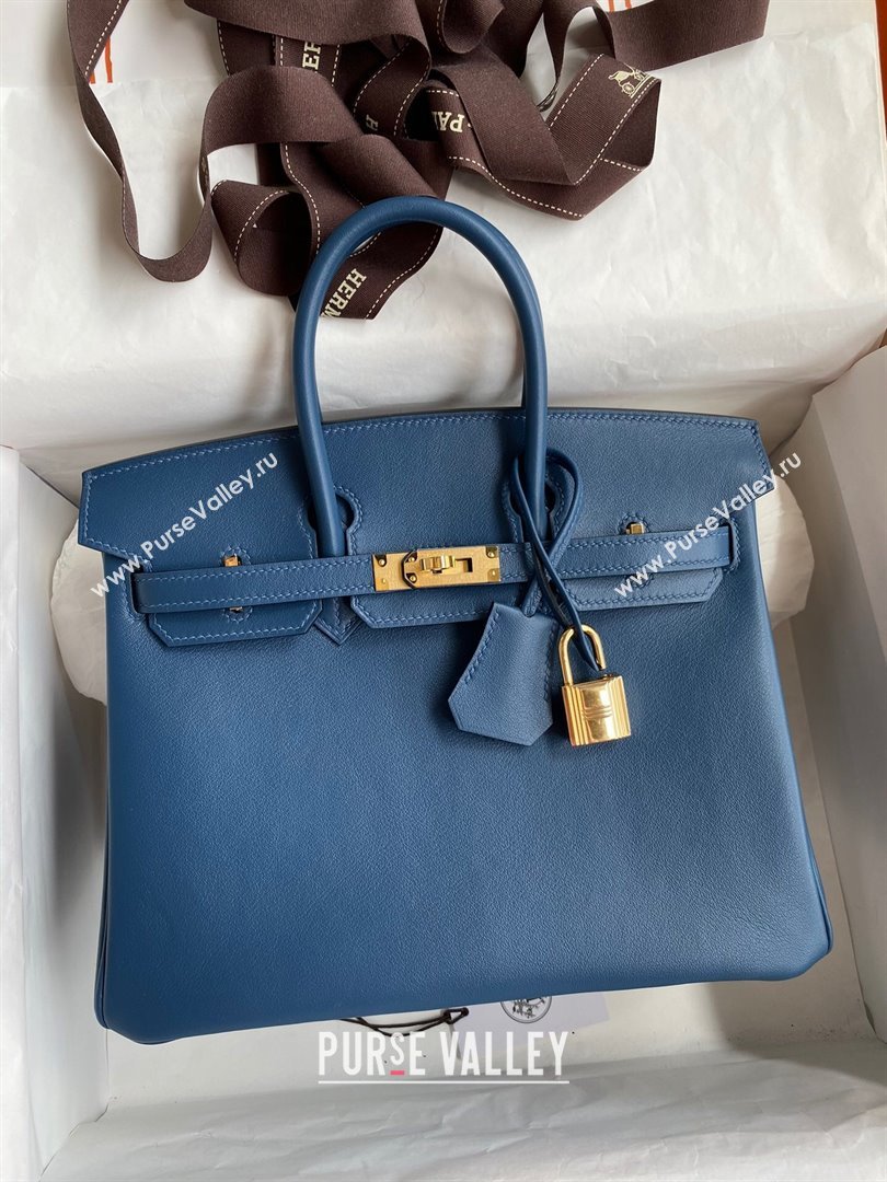 Hermes Birkin 25cm/30cm/35cm Bag in Original Swift Leather Blue/Gold 2024 (Full Handmade) (XYA-24032605)