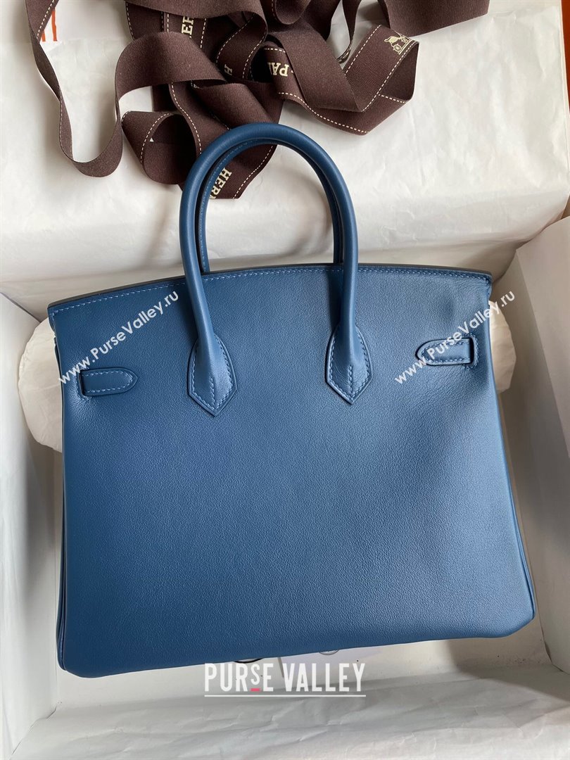 Hermes Birkin 25cm/30cm/35cm Bag in Original Swift Leather Blue/Gold 2024 (Full Handmade) (XYA-24032605)