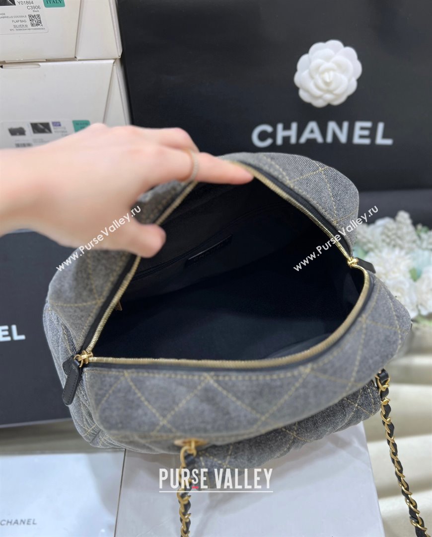 Chanel Small Bowling Bag in Grey Washed Denim AS4905 2024 Top Quality (SHUNY-24121804)