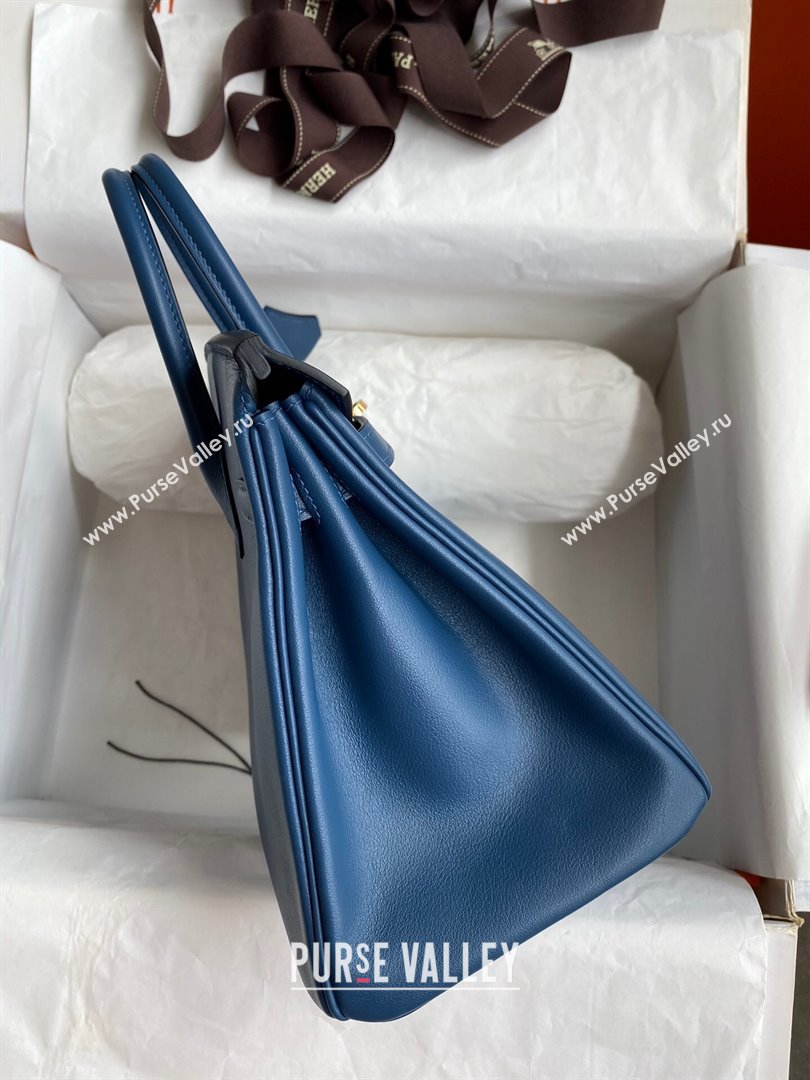 Hermes Birkin 25cm/30cm/35cm Bag in Original Swift Leather Blue/Gold 2024 (Full Handmade) (XYA-24032605)