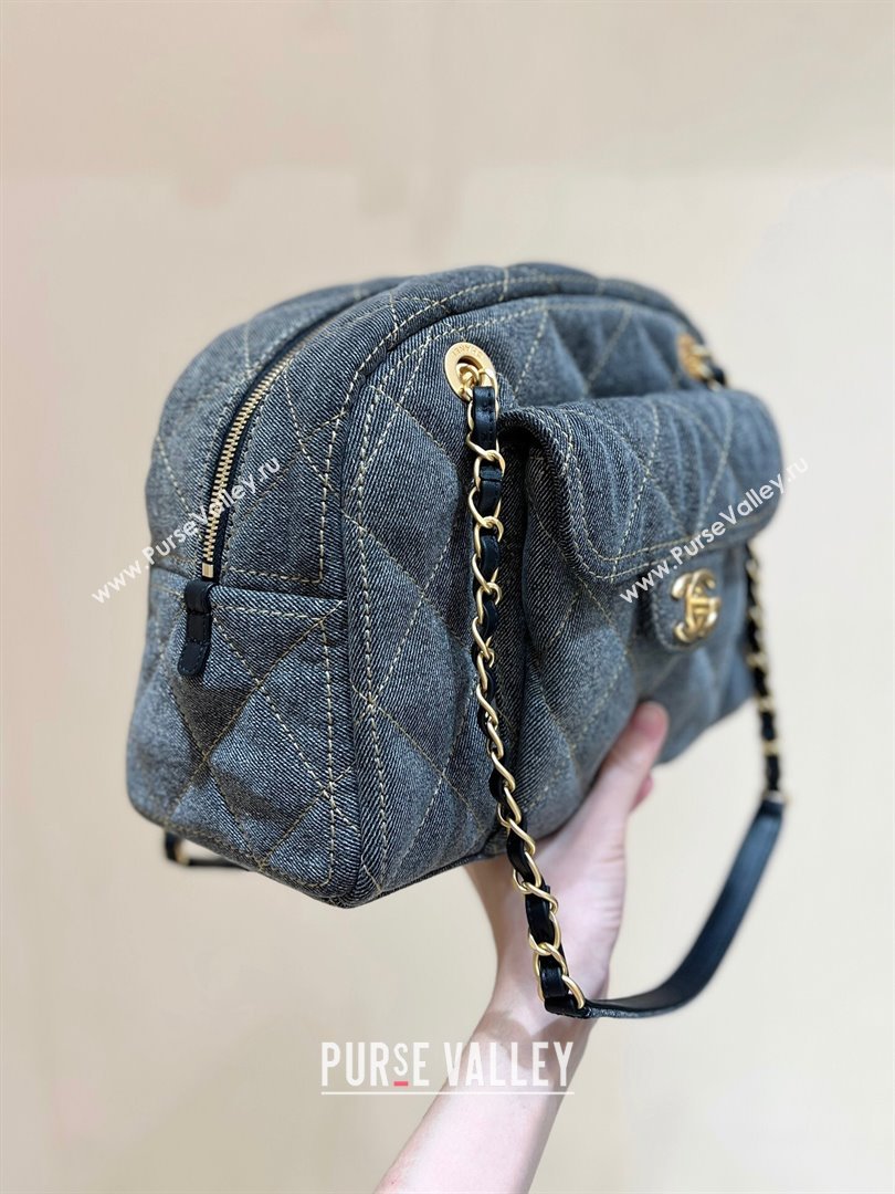 Chanel Small Bowling Bag in Grey Washed Denim AS4905 2024 Top Quality (SHUNY-24121804)