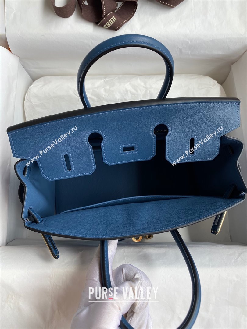 Hermes Birkin 25cm/30cm/35cm Bag in Original Swift Leather Blue/Gold 2024 (Full Handmade) (XYA-24032605)