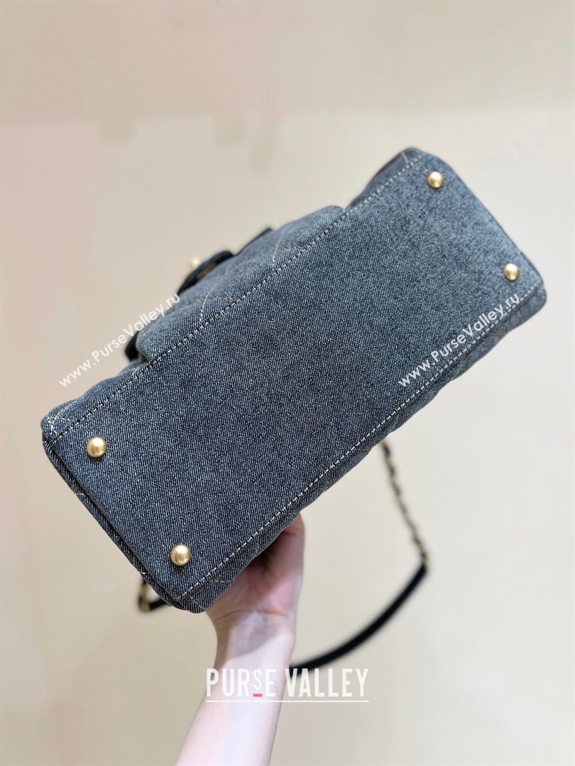 Chanel Small Bowling Bag in Grey Washed Denim AS4905 2024 Top Quality (SHUNY-24121804)