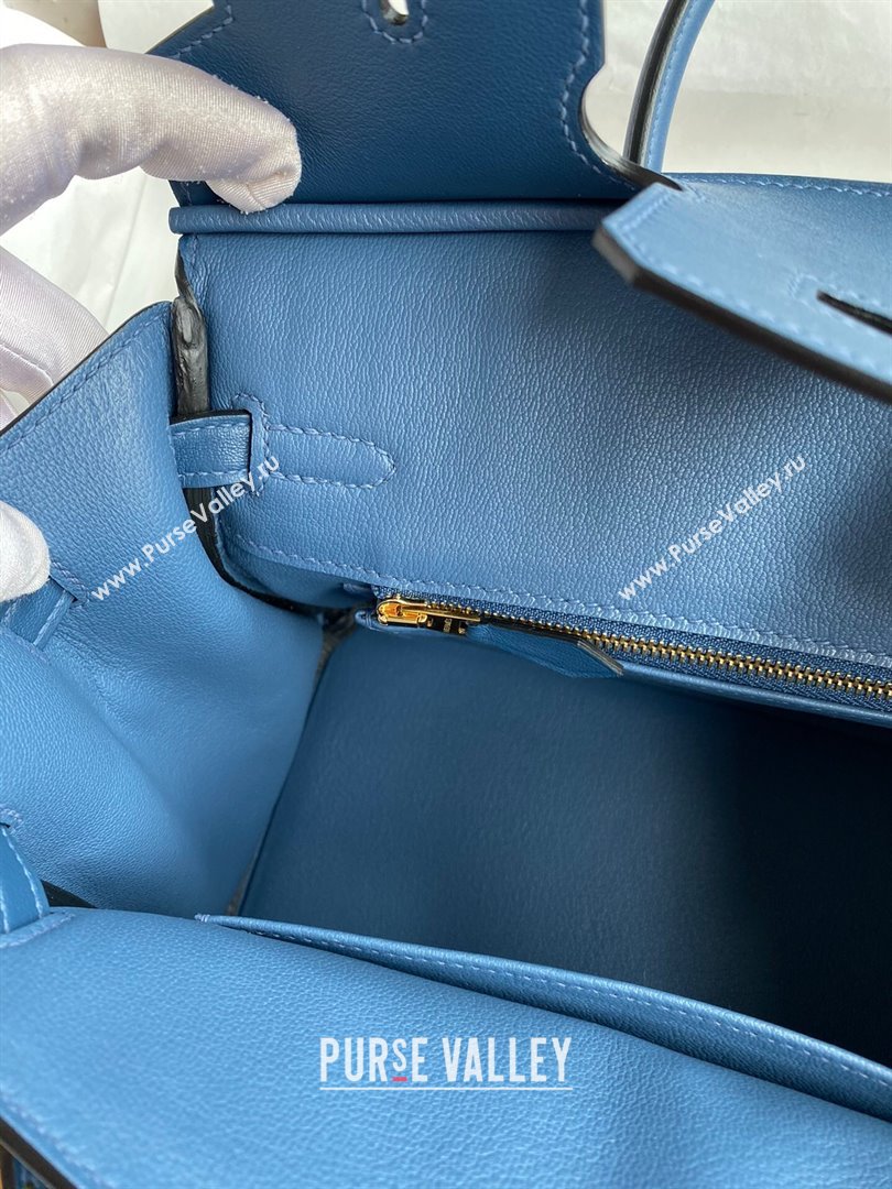 Hermes Birkin 25cm/30cm/35cm Bag in Original Swift Leather Blue/Gold 2024 (Full Handmade) (XYA-24032605)