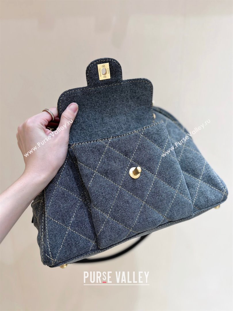 Chanel Small Bowling Bag in Grey Washed Denim AS4905 2024 Top Quality (SHUNY-24121804)